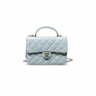 CHANEL SMALL TOP HANDLE FLAP BAG WITH CHAIN QUILTED LAMBSKIN AP4450 (18*14*3cm)